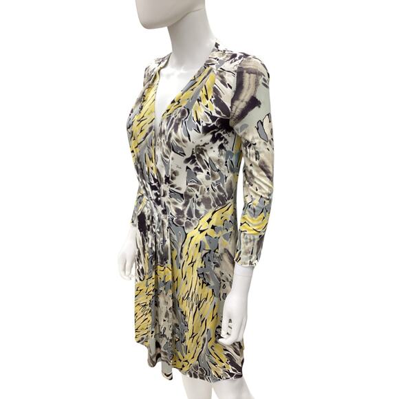 Emilio Pucci Dress Women’s Size S 100% Silk Pleated Accents Gray White Yellow - Picture 2 of 5